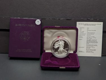 1987-S American Silver Eagle .999 Fine Silver One Troy Ounce in OGP w/ COA