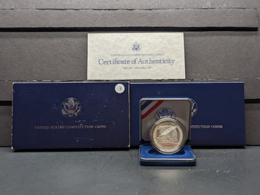 1987-S Constitution Silver Dollar in OGP w/ COA