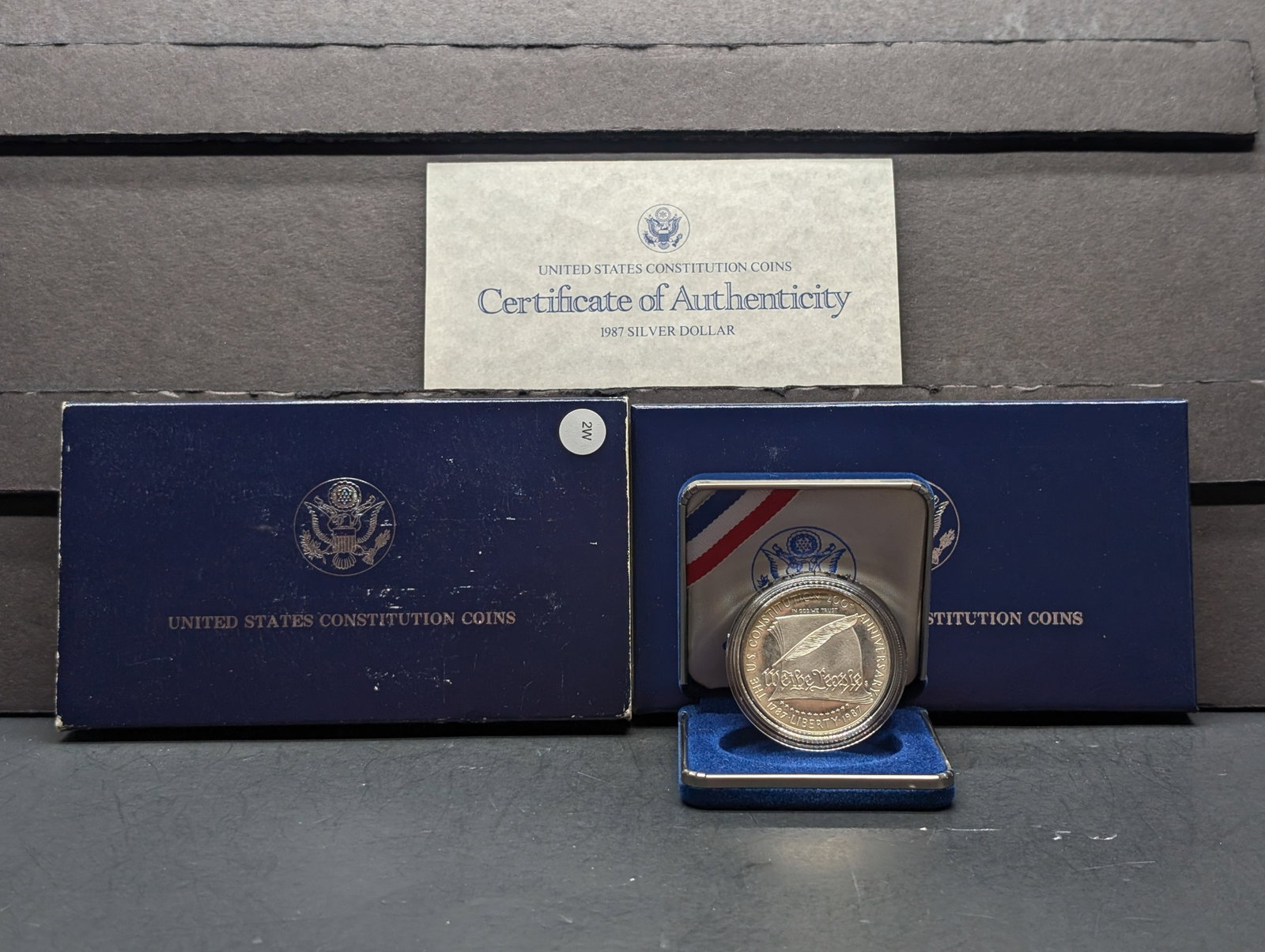 1987-S Constitution Silver Dollar in OGP w/ COA: 1987-S Constitution Silver Dollar in OGP w/ COA
