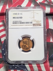 1945-D Lincoln Wheat Cent MS66 RD By NGC