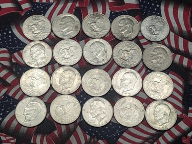 Twenty 1972 Eisenhower Dollars.