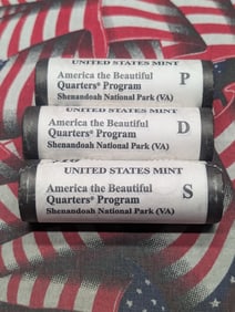 2014 P, D, S America the Beautiful Quarters Ten Dollar Rolls Shenandoah National Park, Uncirculated