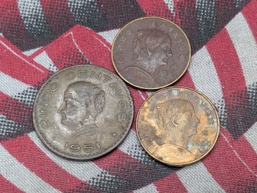 (2) 1966, and 1951 Mexico Cinco Centavos