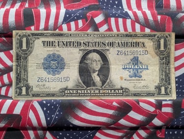1923 Blue Seal Large Sized Silver Certificate. One Dollar Note - Bust Of George Washington.