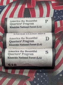 2015 P, D, S America the Beautiful Quarter Ten Dollar Rolls Kisatchie National Forest, Uncirculated