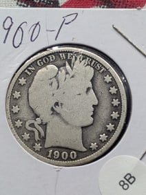 1900 P Barber Half Dollar Circulated, 90% Silver