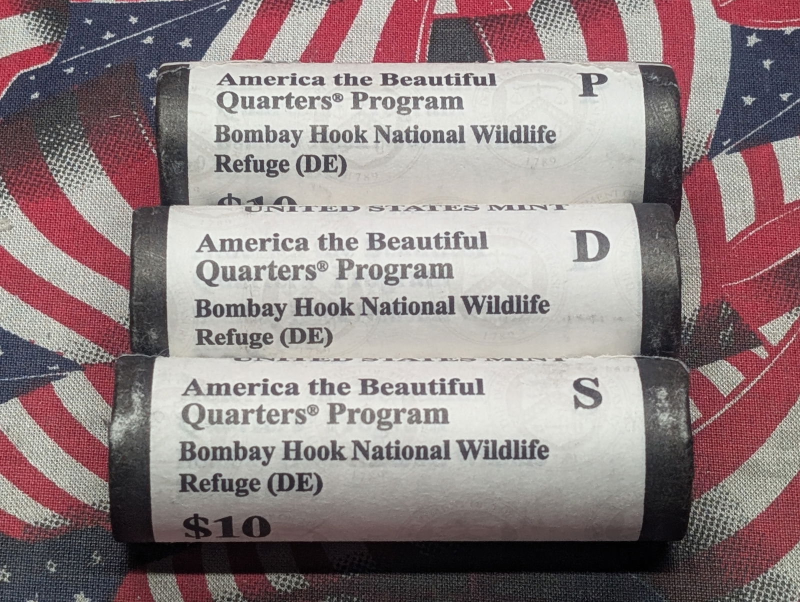 2015 P,D, S America the Beautiful Quarter Ten Dollar Rolls Bombay Hook National Wildlife Refuge, (1 of 3)