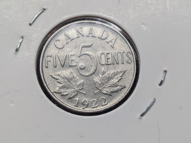 1922 Canada "Near Rim" 5 cent