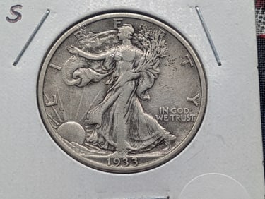 1933 S Walking Liberty Half Dollar, 90% Silver