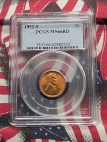 1952-S Lincoln Wheat Cent MS66 RD By PCGS