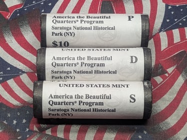 2015 P,D, S America the Beautiful Quarter Ten Dollar Rolls Saratoga National Historical Park,