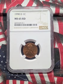 1990-D Lincoln Memorial Cent MS65 RD By NGC