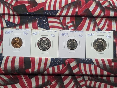1968-D Lincoln Memorial, Jefferson Nickel, Roosevelt Dime, & Washington Quarter