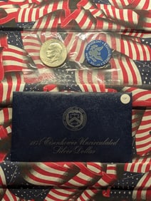 1974-S 40% Silver Uncirculated Eisenhower Dollar in Blue Flat Pack