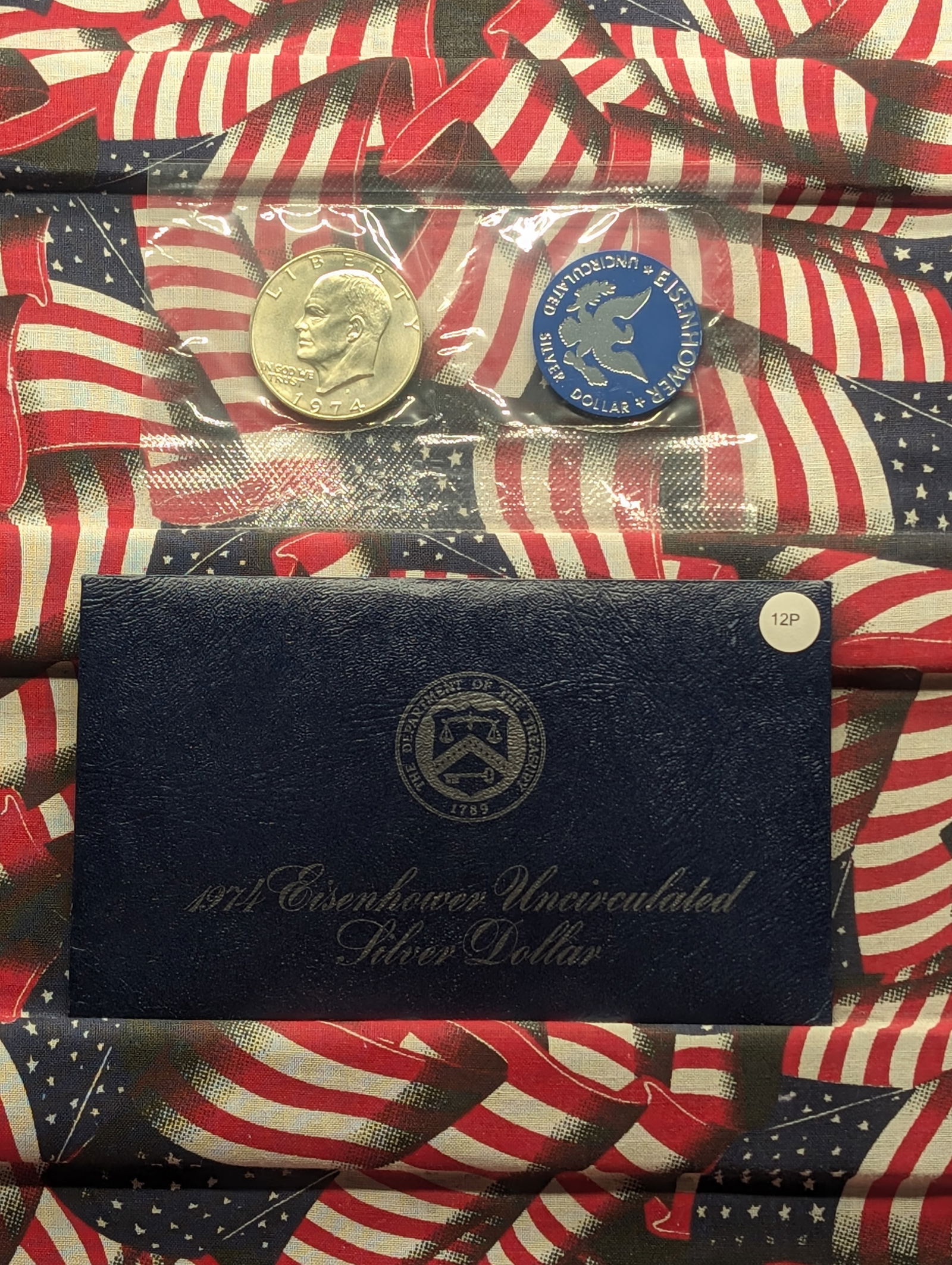 1974-S 40% Silver Uncirculated Eisenhower Dollar in Blue Flat Pack (1 of 3)