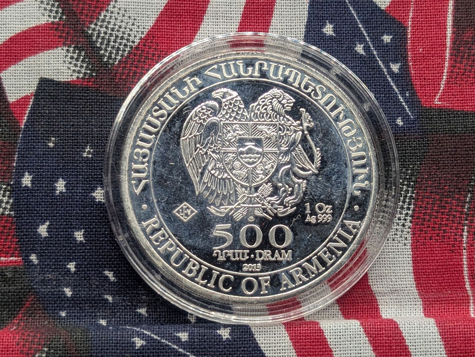 2013 Armenia 500 Dram Noah's Ark, 1 Troy Once .999 Fine Silver (1 of 2)