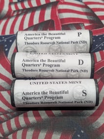 2016 P, D, S America the Beautiful Quarter Ten Dollar Rolls Theodore Roosevelt National Park,