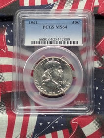 1961 P Franklin Half Dollar PCGS MS 64 28442809, 90% Silver