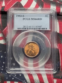 1953-S Lincoln Wheat Cent MS66 RD By PCGS