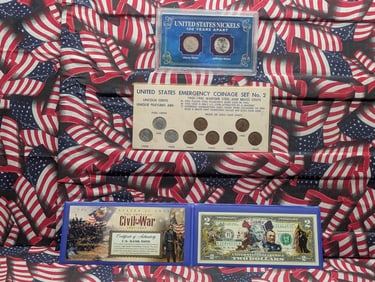 3 U.S. Coins Collector Sets. Commemorative Bank Note, U.S. Nickels 100 Years Apart, U.S. States