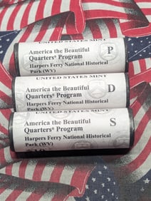 2016 P, D, S America the Beautiful Quarter Ten Dollar Rolls Harpers Ferry National Historical Park,