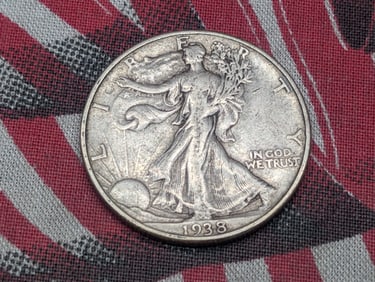 1938-D Key Date Walking Liberty Half Dollar. 90% Silver
