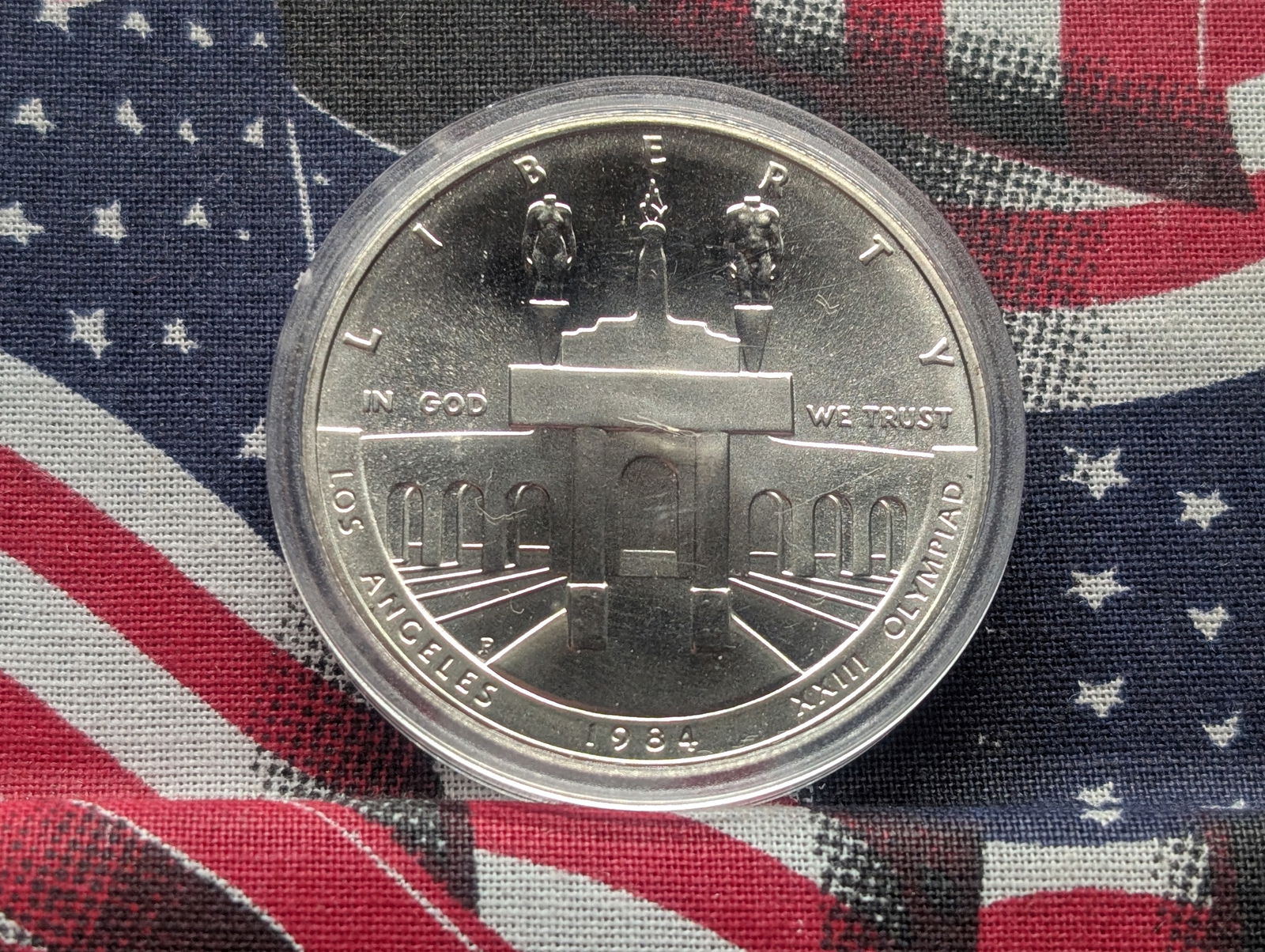 1984-P Uncirculated Los Angeles Olympics Commemorative 90% Silver Dollar (1 of 2)