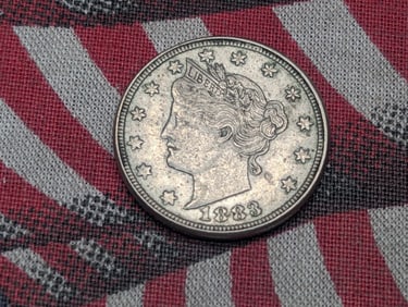 1883 Liberty Head V-Nickel w/ Cents. First Year Of Issue. AU-BU