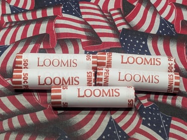 Five Rolls of 2025 BU Lincoln Shield Cents - 250 Coins Total