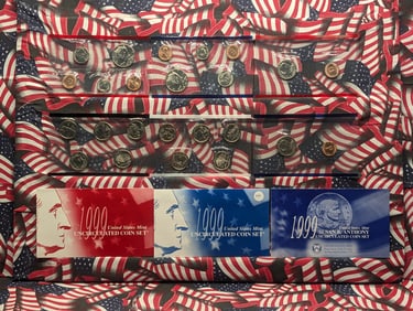 1999 P & D Uncirculated US Mint Set & Susan B. Anthony Uncirculated Dollar Set, 22 Coins