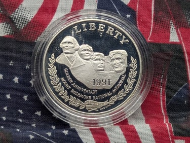 1991-S Mount Rushmore Commemorative Proof 90% Silver Dollar