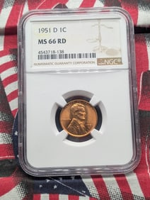 1951-D Lincoln Wheat Cent MS66 RD By NGC