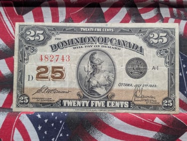 1923 Dominion Of Canada 25 Cents Demand Note.