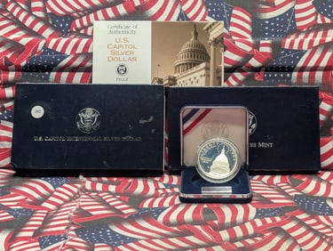 1994-S U.S. Capitol Commemorative "90 % Silver Proof" Dollar w/OGP & COA