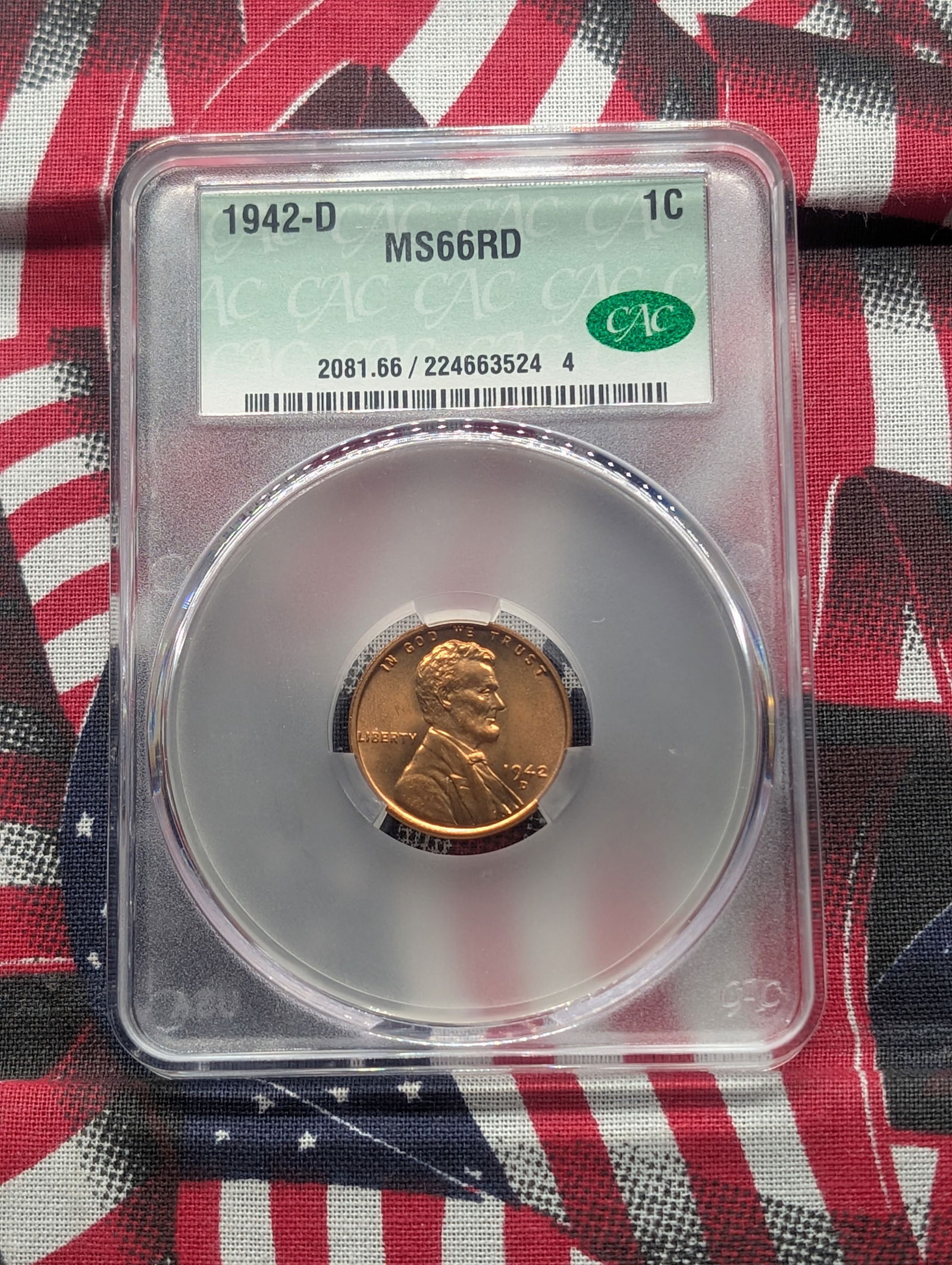 1942-D Lincoln Wheat Cent MS66 RD By CAC (1 of 4)