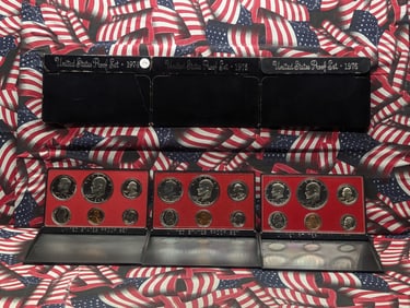 1974-S, 1975-S, 1976-S United States 6-Coin Proof Sets With Original Government Packaging.