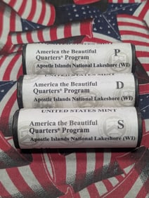 2018 P, D, S America the Beautiful Quarter Ten Dollar Rolls Apostle Islands National Lakeshore