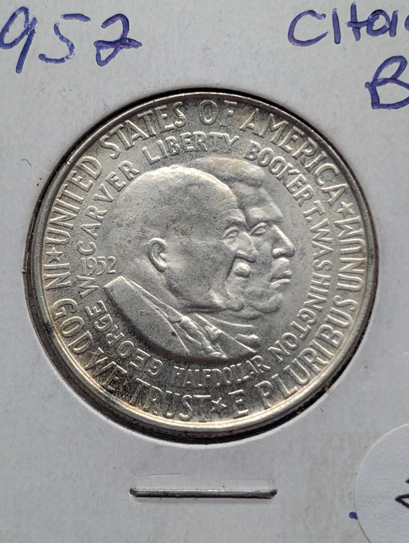 1952 Washington Carver Commemorative Half Dollar BU, 90% Silver: 1952 Washington Carver Commemorative Half Dollar BU, 90% Silver