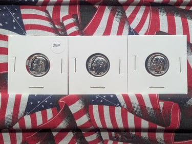 1960, 1961, & 1962 Proof Roosevelt Dimes, all 90% Silver.