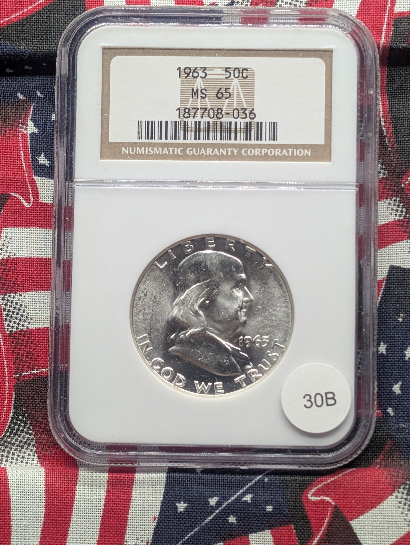1963 P Franklin Half Dollar NGC MS 65 187708, 90% Silver (1 of 4)