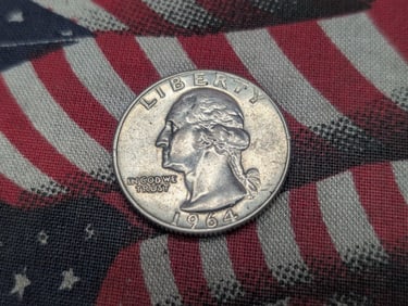 1964 D, UNC, 90% Silver, Washington Quarter, 61 Years Old!