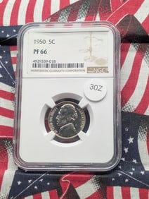 1950 Jefferson Nickel, NGC-PF66, Books for $80
