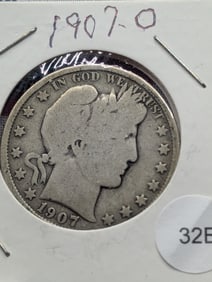 1907 O Barber Half Dollar, 90% Silver