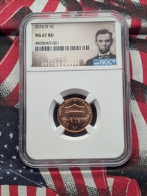 2016-D Lincoln Shield Cent MS67 RD By NGC