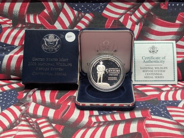 2003 National Wildlife Refuge System Elk Proof Medal, 26.73 Grams, 90% Silver