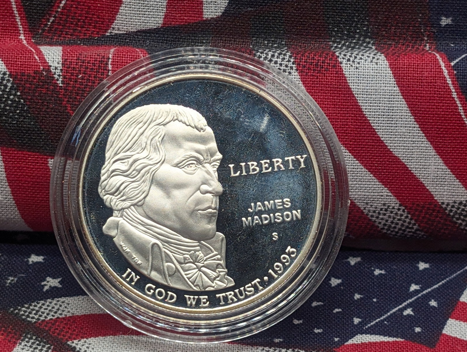 1993-S James Madison Bill of Rights 90% Silver Proof Dollar: 1993-S James Madison Bill of Rights 90% Silver Proof Dollar