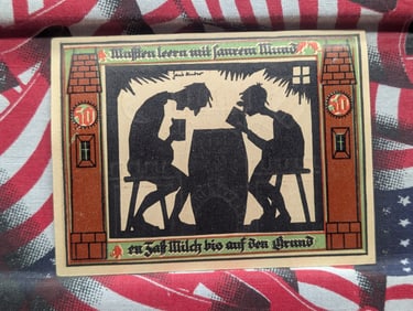 1921, UNC-CRISP, German 50 PF Note, Story Book Picture, 104 Years Old!