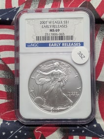 2007-W MS69 Early Releases American "Silver" Eagle, (Graded by NGC) .999 Fine Silver, One Troy Ounce