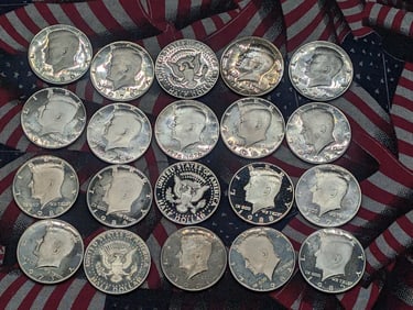 20 Proof Mixed Date Kennedy Half Dollars.