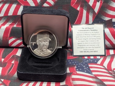 Limited Edition MLB #5 Jeff Bagwell 1 Troy Ounce .999 Fine Silver, COA